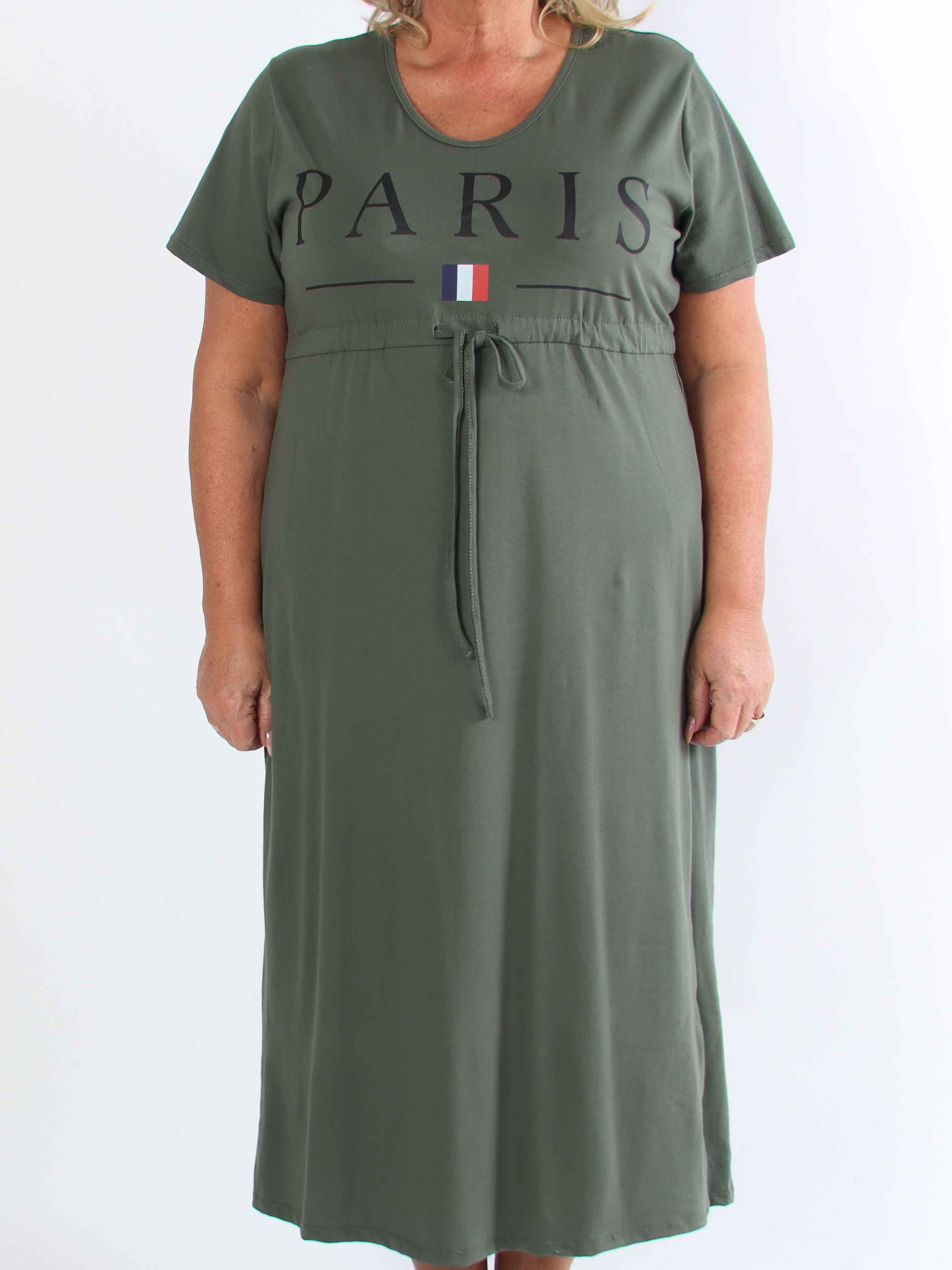 Afiya - Plus size joggingklänning i bomull med dragsko under bröstet